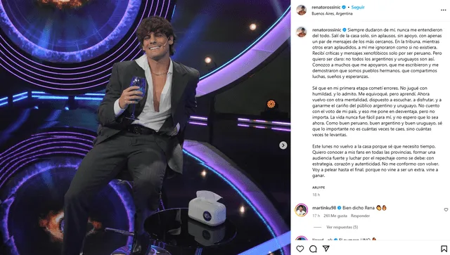  El sentido mensaje de Renato Rossini Jr. Foto: Instagram 