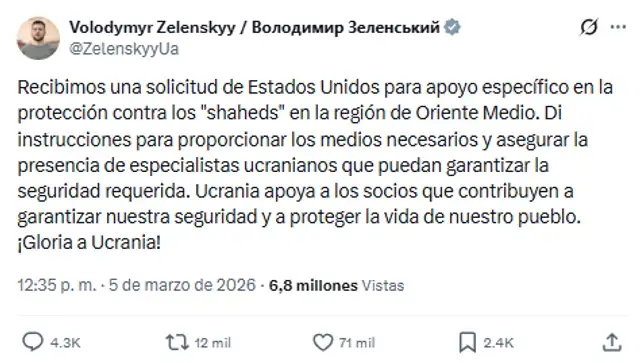  Zelenski reitera apoyo ucraniano a EE.UU. y aliados. Foto: @ZelenskyyUa/X<br>  