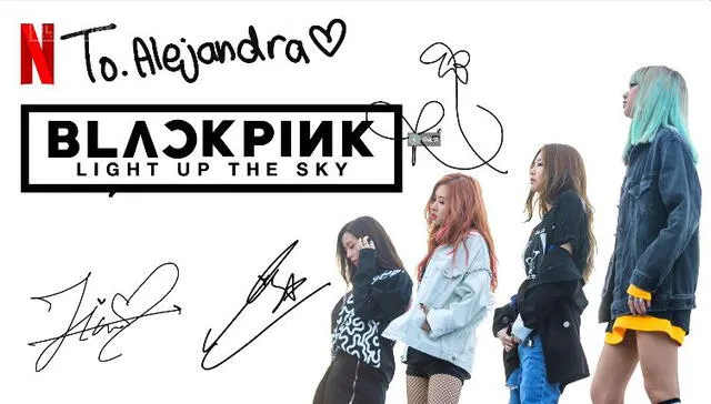 Firmas de Jennie, Jisoo, Rosé y Lisa en el evento por el estreno de ‘BLACKPINK: Light up the sky’ en Netflix. Captura: YouTube / Netflix