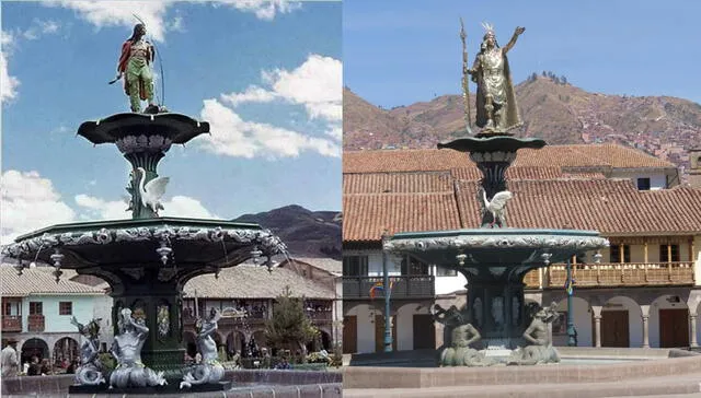 Cusco. Los cambios en la pileta de la Plaza Mayor .