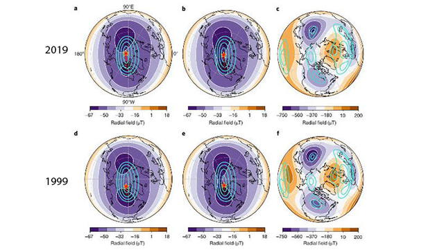 Se observa cómo el cambio de flujos ha debilitado la parte de Canadá y reforzado la parte rusa. Imagen: Livermore et al./Nature Geoscience.