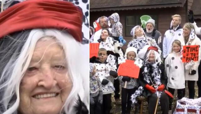 Abuela cumplió 101 años y lo celebró con un desfile familiar inspirado en 101 Dálmatas