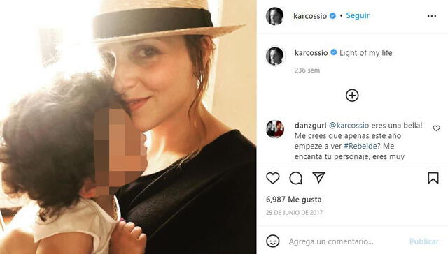 "Luz de mi vida", escribió Karla Cossio sobre su hija. Foto: Instagram/Karla Cossio