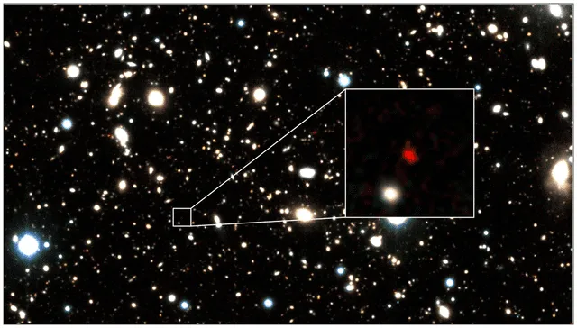  HD1, una galaxia que se encuentra a 13.500 años luz de distancia. Foto: NASA   