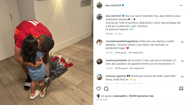 Esta fue la última publicación de Ana Siucho sobre Edison Flores en redes. Foto: Instagram   