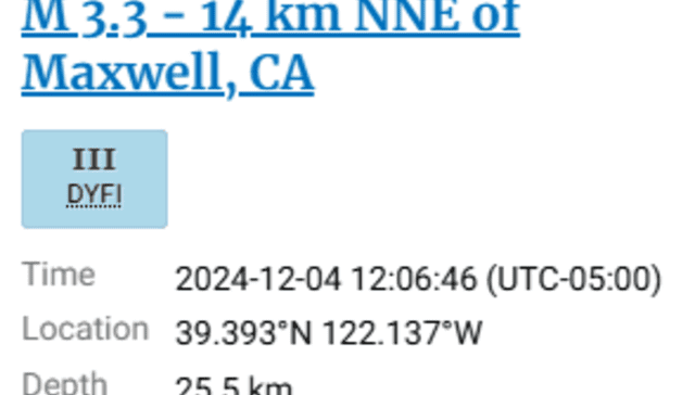 Último sismo reportado en Estados Unidos. Foto: USGS   