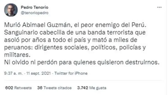 Twitter de Pedro Tenorio