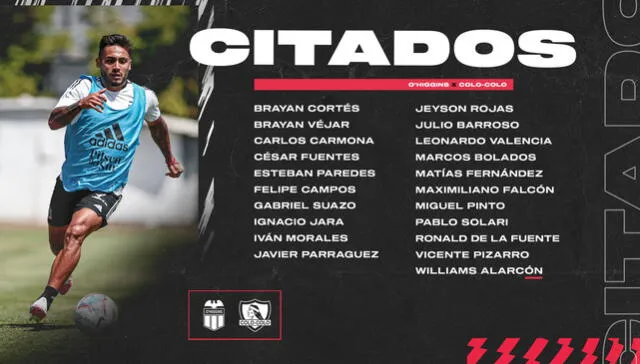 Colo Colo citó a 21 jugadores para el partido definitorio ante O’Higgins. Foto: Twitter/@ColoColo