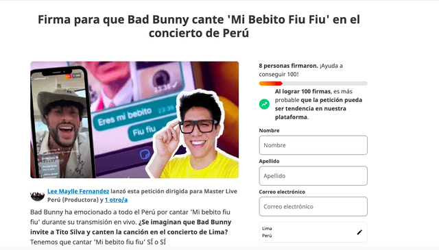 Usuarios piden a Bad Bunny cantar “Mi bebito fiu fiu” en concierto