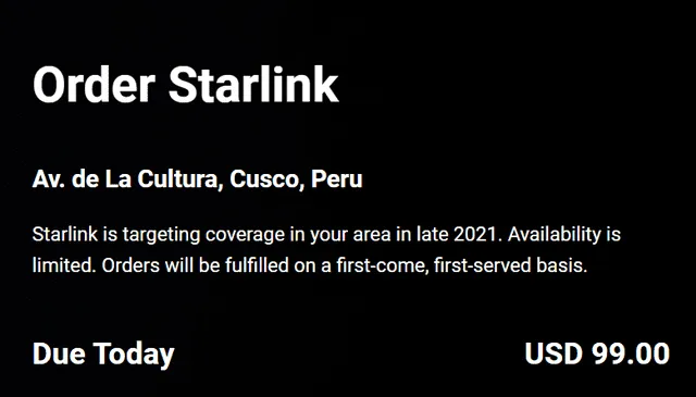 Disponibilidad de Starlink en Perú está planeada para fines de año. Foto: Starlink.com