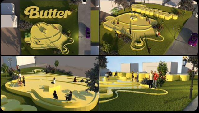Parque temáticos inspirado den "Butter" de BTS es un fanart. Foto: captura Twitter