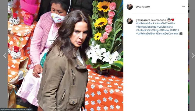 Kate del Castillo en el rodaje de La reina del sur 3. Foto: Instagram/@yovanacaro