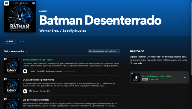 "Batman desenterrado". Foto: captura Spotify