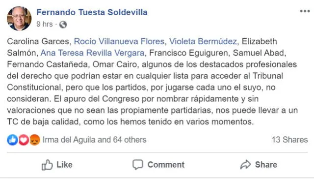 Facebook Fernando Tuesta.