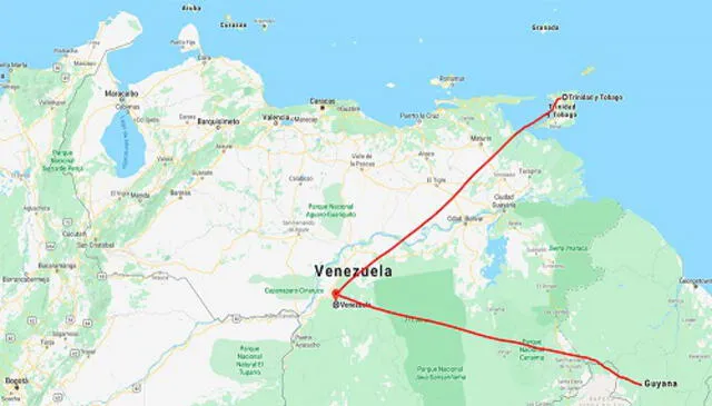 Las vías más usadas por los venezolanos son por tierra, pero también han salido por mar hacia países caribeños. Foto: Google Maps