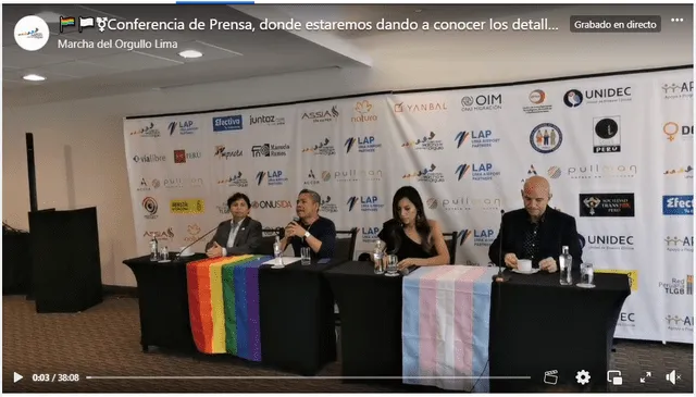  Video de la conferencia de prensa en la que participa Ricardo Morán. Foto: captura de Facebook/Marcha del Orgullo Lima   