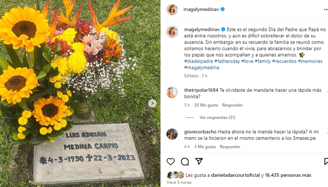  Magaly Medina compartió visita a cementerio por el Día del Padre. Foto: Instagram/Magaly Medina 
