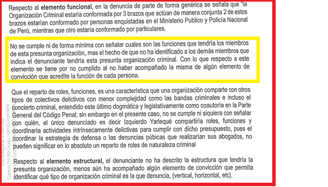 Disposición de la Fiscalía que refiere que no hay elementos de prueba para que prospere la denuncia   