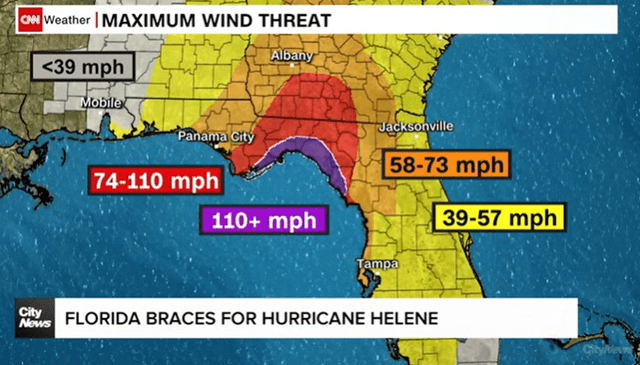 El huracán Helene está proyectado a impactar en el sur de Florida. Foto: CityNews   