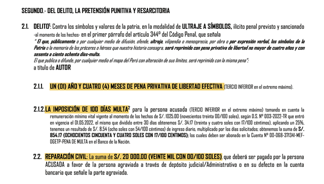 Penas solicitadas contra Leonor Estrada.   