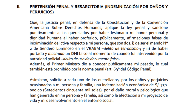 Iván Quispe Palomino presenta querella contra Gustavo Adrianzén y Juan José Santiváñez 