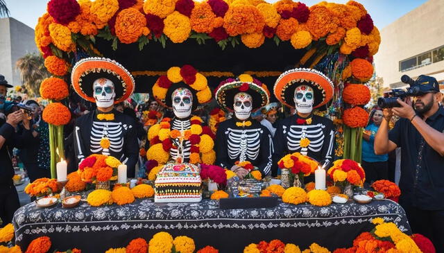  En California, el Día de los Muertos se conmemora con altares coloridos, llenos de flores de cempasúchil, fotografías de los difuntos, comida y objetos personales que evocaban sus vidas. Foto: Learn Californnia   