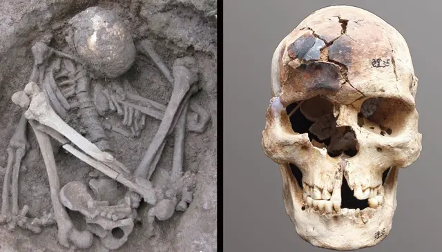  Restos de un joven enterrado en el sur de China, hace 7.000 años. Foto: Zhen Li y Hirofumi Matsumura<br>    