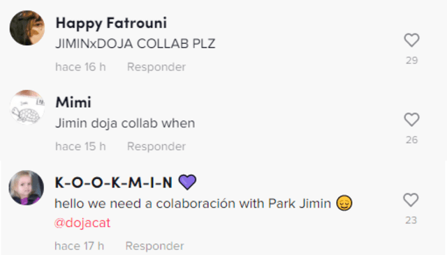 ARMY pide una colaboración entre Jimin de BTS y Doja Cat. Foto: captura/TikTok