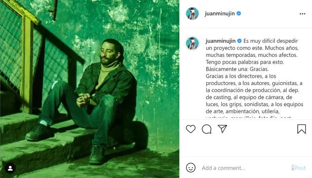 Juan Minujín interpretó a Miguel Palacios en El marginal. Foto: Instagram/@juanminujin