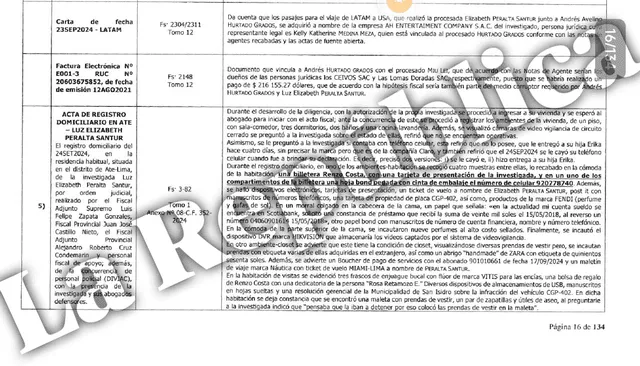 Acta fiscal revela lo encontrado tras el allanamiento en la casa de la fiscal Elizabeth Peralta. Foto: La República.   