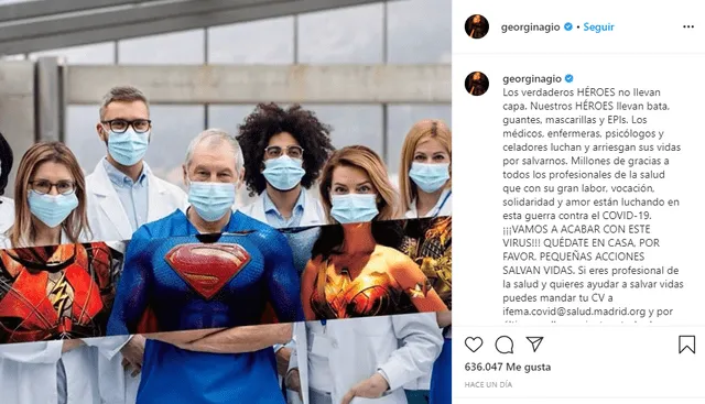 Georgina Rodríguez y su emotivo mensaje a los profesionales de la salud.