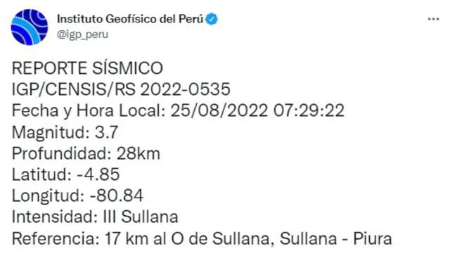 Sismo en Sullana