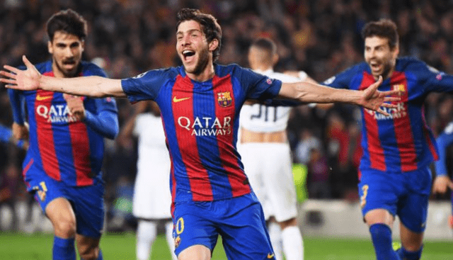 Sergi Roberto marcó el 6-1 en aquella remontada histórica del FC Barcelona sobre el PSG en la Champions League 2016-2017. Foto: difusión