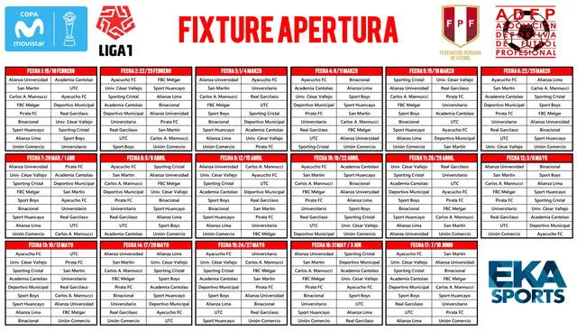 Liga 1 Movistar: fixtures partidos del torneo apertura fútbol peruano