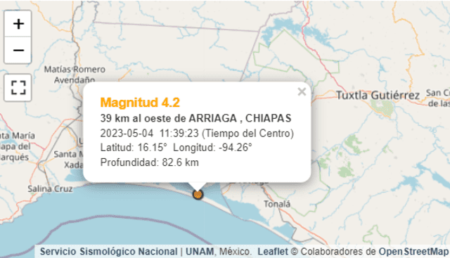  Último temblor registrado en México. Foto: Sismológico México    