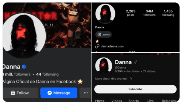 Danna Paola cambió su nombre de usuario en todas las redes sociales. Foto: Danna Paola / Facebook / Instagram / YouTube   