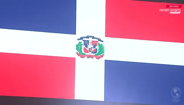 Ya se escucha el himno nacional dominicano. Foto: Panam Sports Channel   