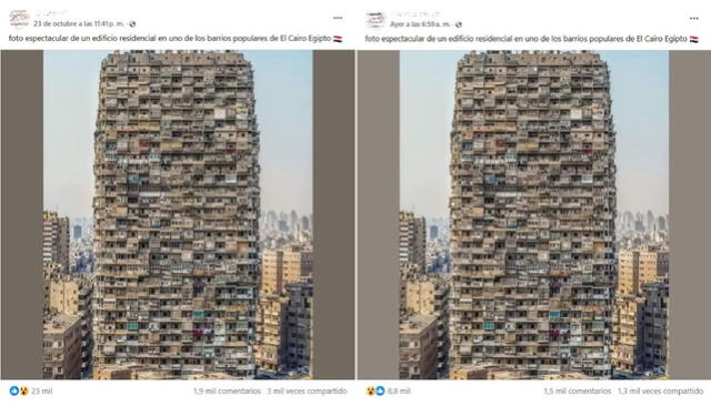 <em> Posteos virales sobre el supuesto edificio. Foto: captura de Facebook</em>   