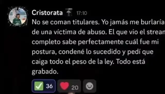 Comunicado emitido por 'Cristorata' en sus redes sociales/ Composición LR/ Tik Tok