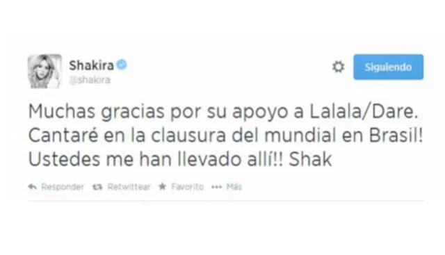 Tweet de Shakira