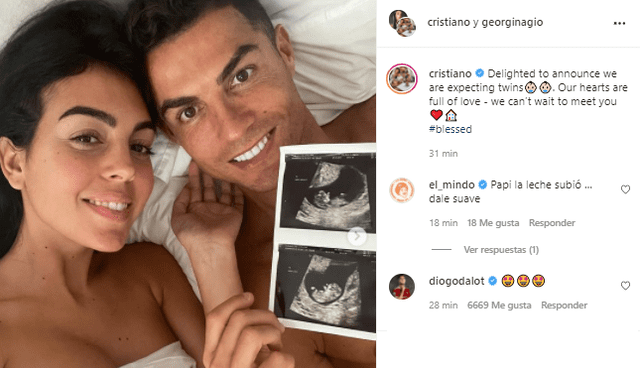 Georgina Rodríguez y Cristiano Ronaldo esperan gemelos. Foto: Captura Instagram de Georgina Rodríguez.