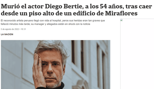 Falleció Diego Bertie. Foto: La Nación
