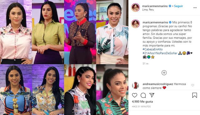 Maricarmen Marín celebra primeros programas en Mujeres al mando. Foto: Instagram.