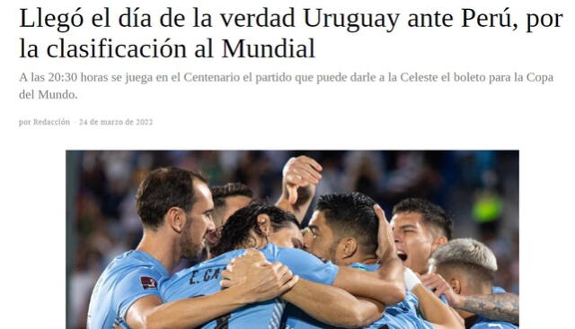 Así informó prensa uruguaya del partido contra Perú. Foto: captura La República (Uruguay)