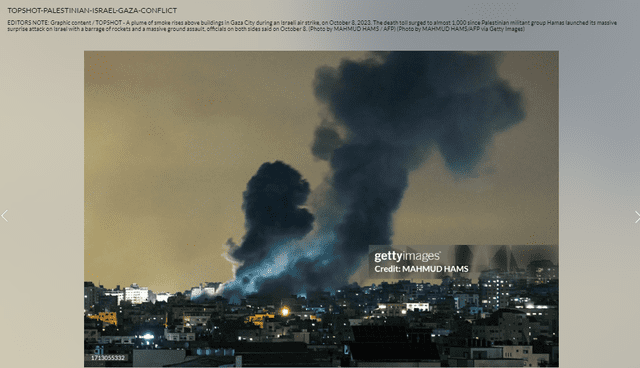  Fotografía muestra ofensiva israelí en Gaza en 2021. Foto: captura en sitio web / Getty Images.    