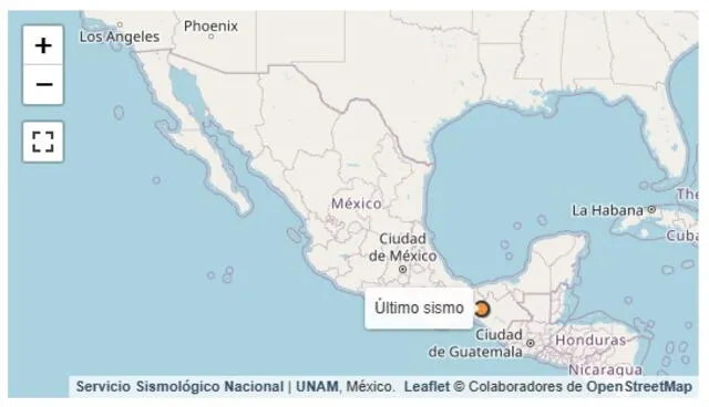 Información sobre el sismo más reciente en México. Foto: SSN 