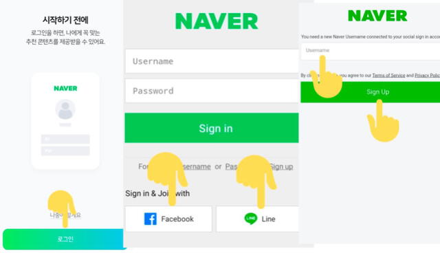 Pasos para crear cuenta en Naver. Foto: capturas Twitter
