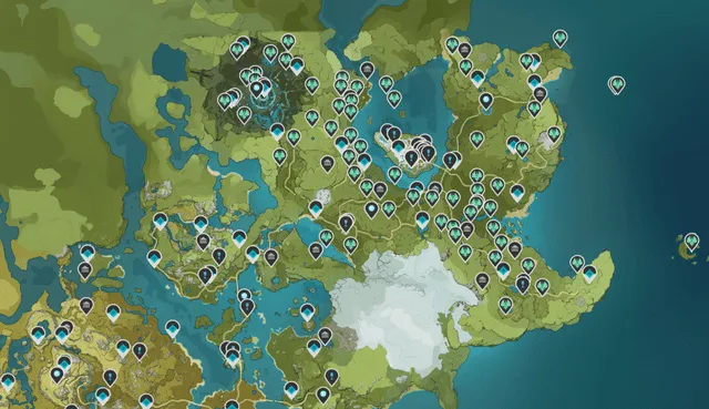 El extenso mapa de Genshin Impact. Foto: miHoYo