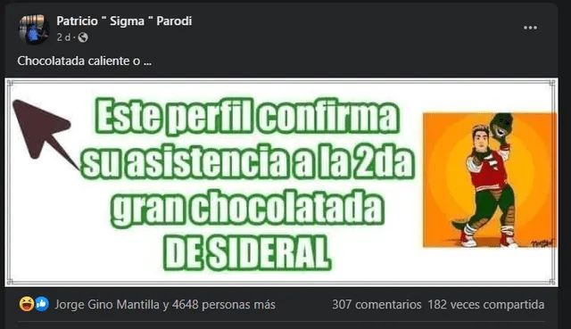 Publicación de Patricio Parodi en la que confirma su asistencia.