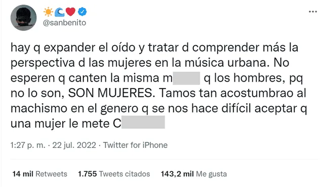 Post de Twitter de Bad Bunny.